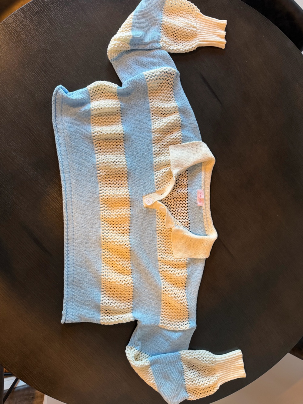 Pink Lily Light Blue & Cream Striped Knit Shirt